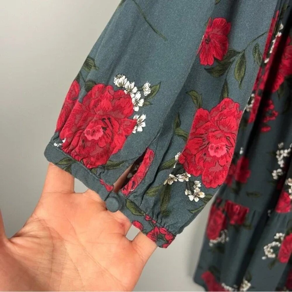 Torrid Florla Mini Challis Skater Dress Slate Gray Red Size 3X - Picture 11 of 12